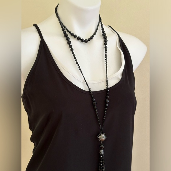 Ivy & Blu Black,White 2 Layered Sheer Light Material Round Spaghetti Straps Sz 8 - Picture 3 of 14